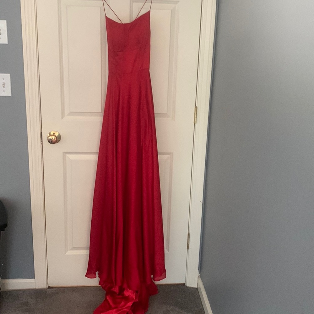Red floor length dress